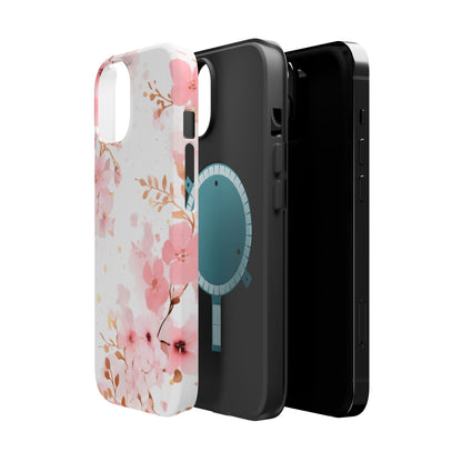 Soft Pink Cherry Blossom MagSafe Case – Floral Elegance with Wireless Charging