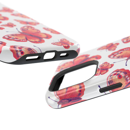 Coral Butterfly MagSafe iPhone Case – Slim, Protective Design with Bold Watercolor Print