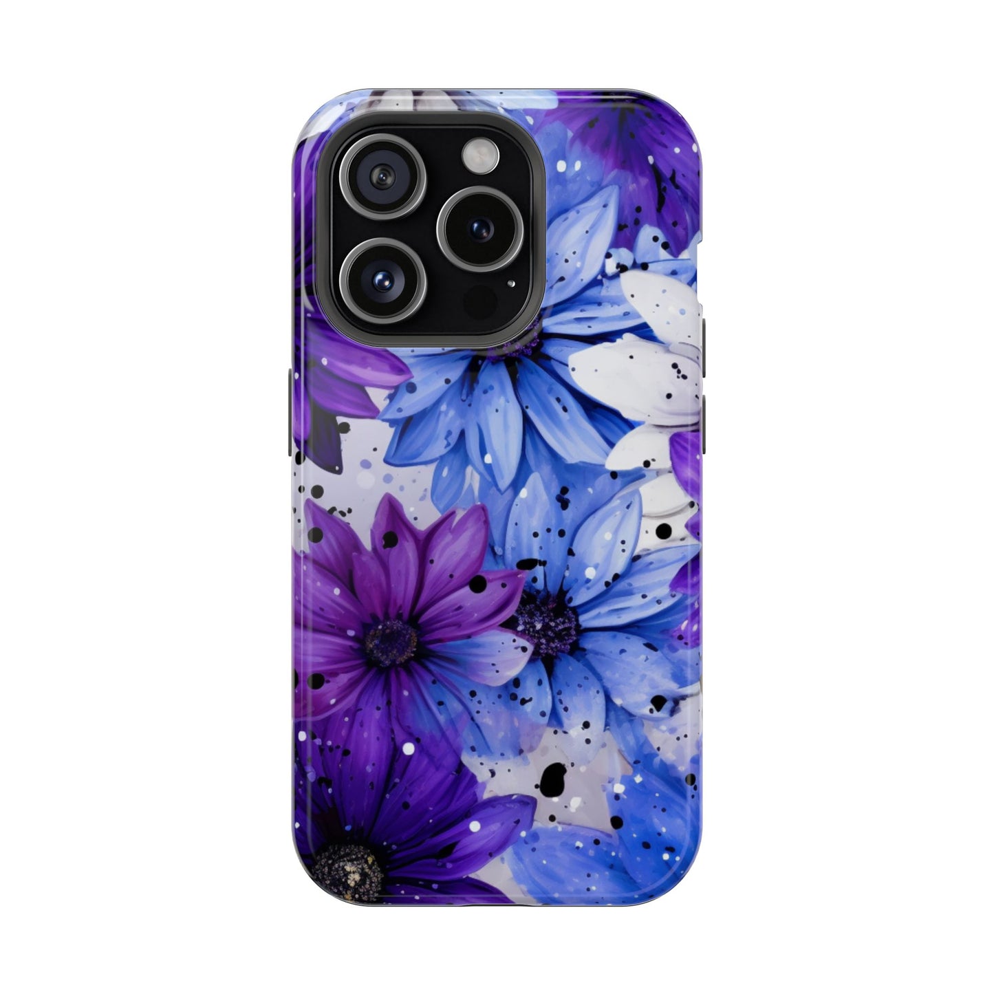 Vibrant Purple & Blue Floral Splash - MagSafe iPhone Series Case