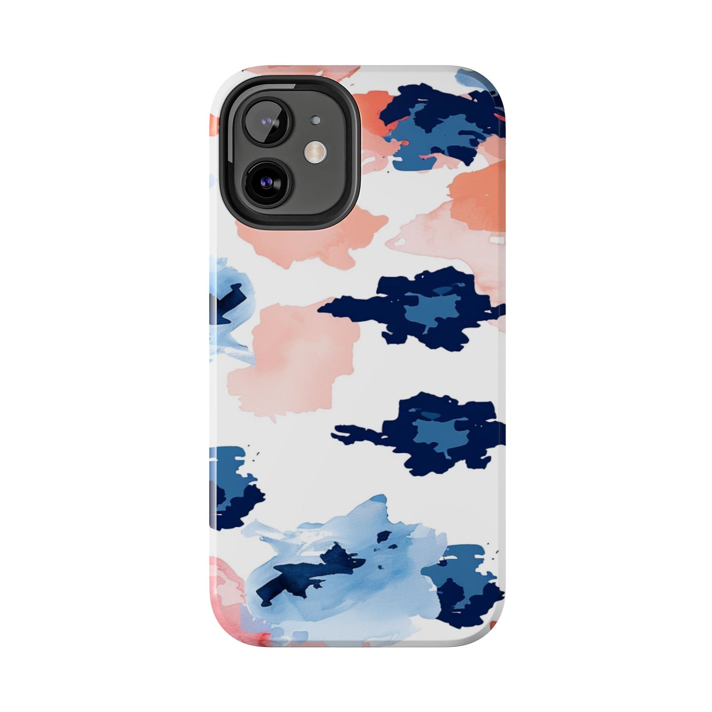 Abstract Coral & Navy Watercolor Design – iPhone Case