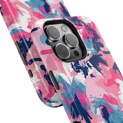 Vibrant Pink & Navy Abstract Splash – MagSafe iPhone Case