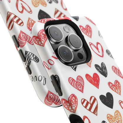 MagSafe Case: Hand-Drawn Hearts & Love