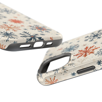 Rustic Orange and Blue Snowflake Pattern – MagSafe iPhone Series Case