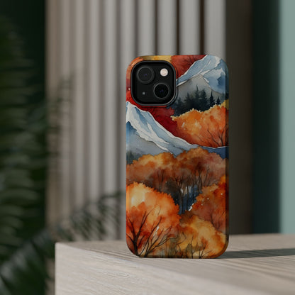 Autumn Mountain Forest Watercolor - MagSafe iPhone Case