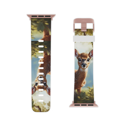 Whimsical Fawn in a Sunlit Forest Apple Watch Band