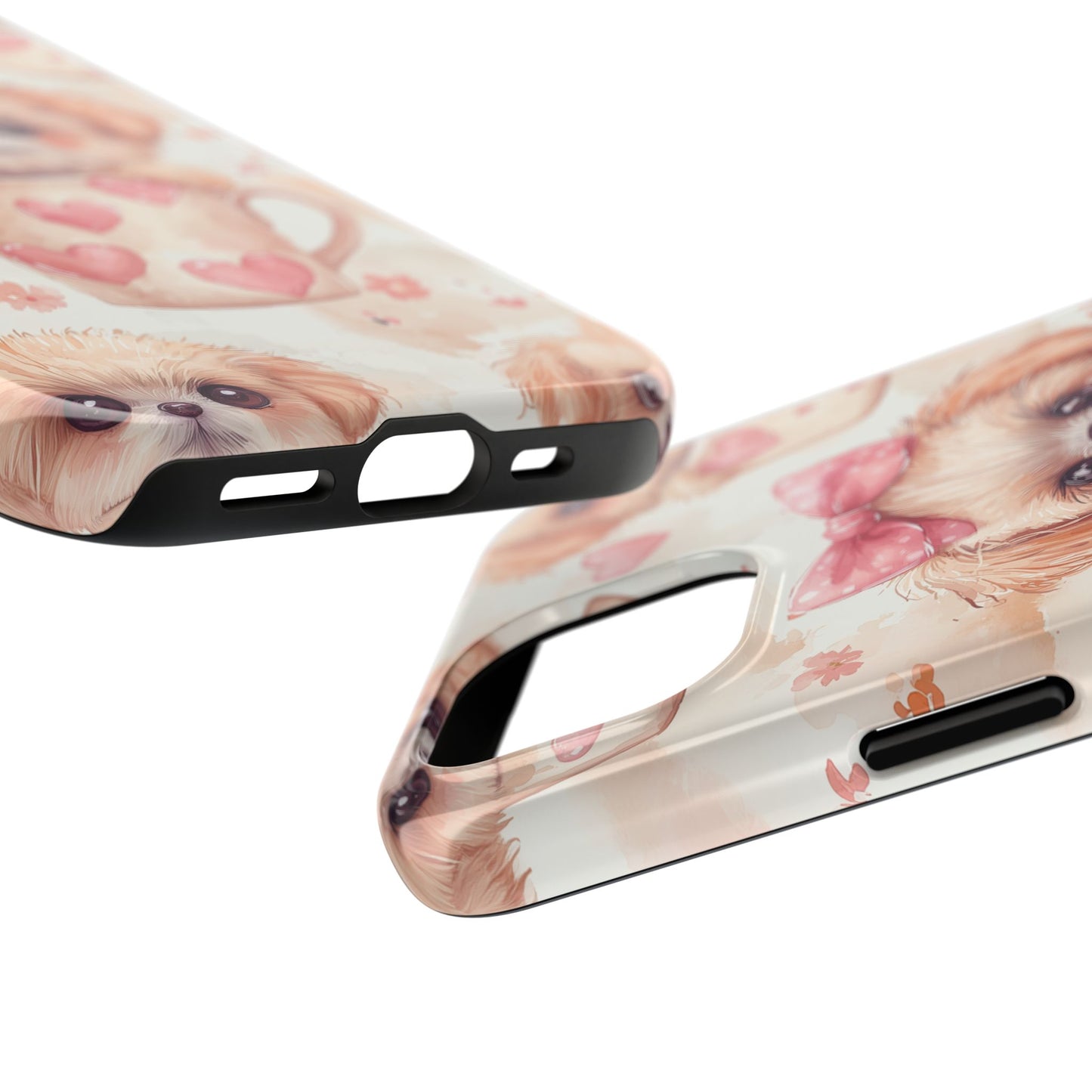 Adorable Puppy in Teacup iPhone Case – Tough, Dual - Layer Protection with Cute Pink Bow Design - BOGO Cases