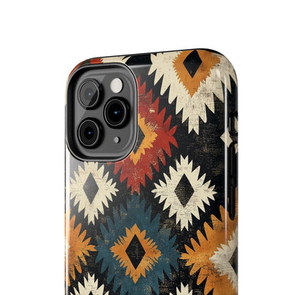 Rustic Tribal Sunburst Tough iPhone Case – Vibrant Geometric Design, Dual - Layer Protection - BOGO Cases