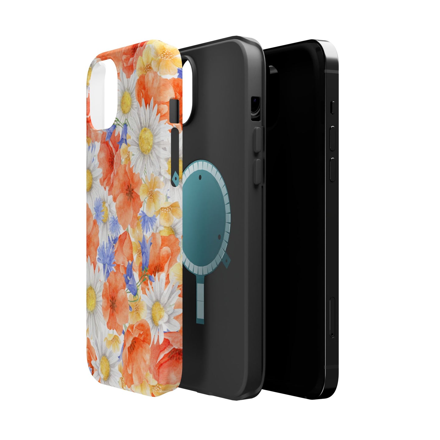 Watercolor Wildflower Pattern MagSafe iPhone Case – Durable Matte Finish with Daisy, Poppy & Cornflower Design