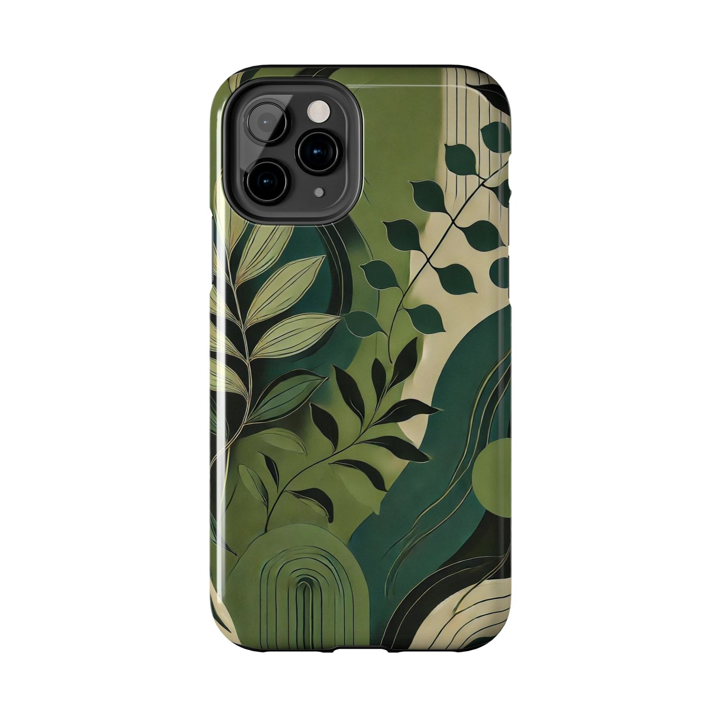 Abstract Green Leaves iPhone Case - Nature-Inspired Protective Cover