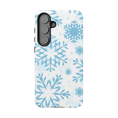 Frosty Blue Snowflakes Samsung Galaxy Case – Shockproof, Smooth Matte Finish, Dual-Layer Design