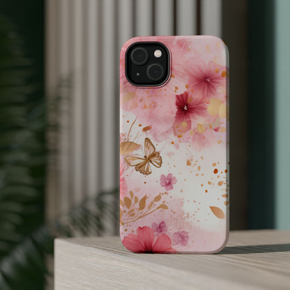 Blush Pink Floral Butterfly - MagSafe iPhone Case