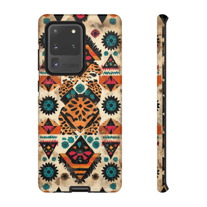 Bohemian Leopard & Tribal Floral Tough Samsung Galaxy Case – Vibrant Eclectic Design, Dual-Layer Protection