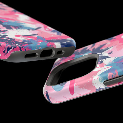 Vibrant Pink & Navy Abstract Splash – MagSafe iPhone Case