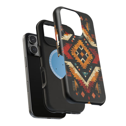 Southwestern Tribal Diamond Tough MagSafe iPhone Case – Bold Geometric Pattern, Dual-Layer Protection