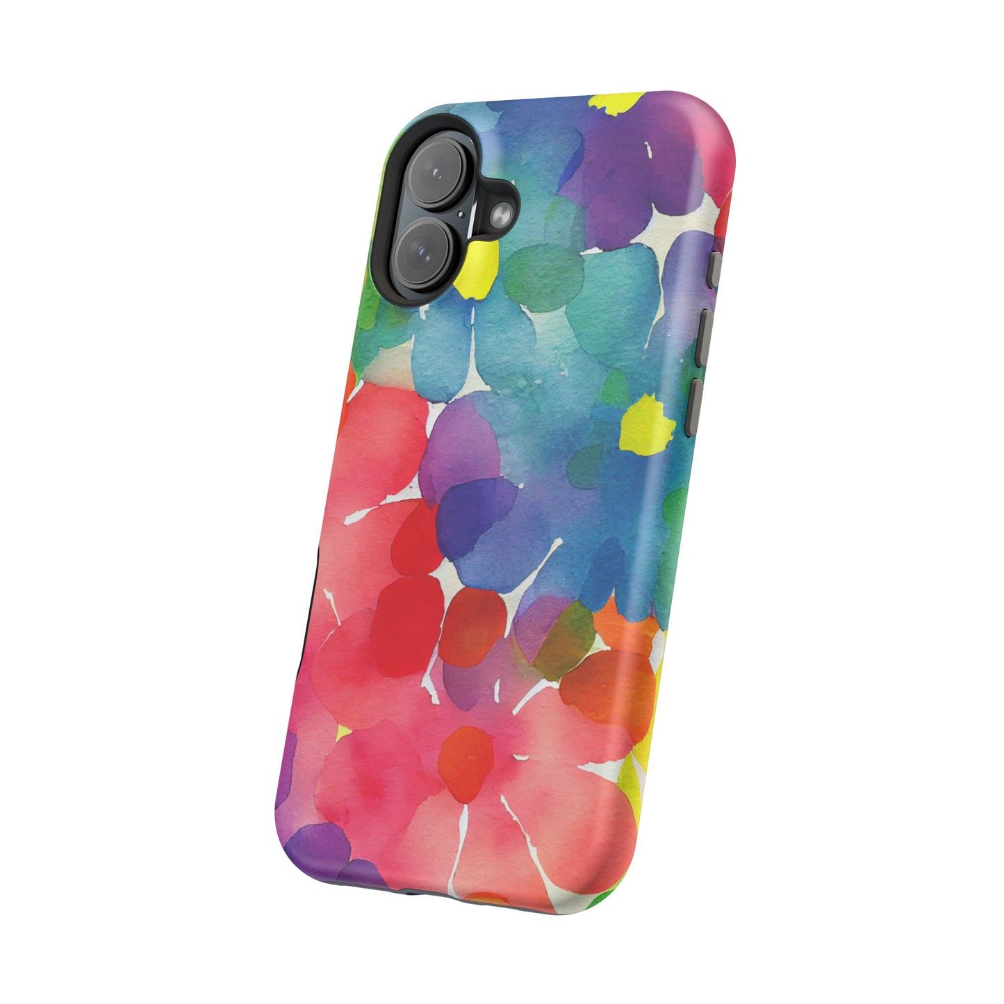 Rainbow Bloom Watercolor MagSafe iPhone Case – Slim Design, Glossy Finish