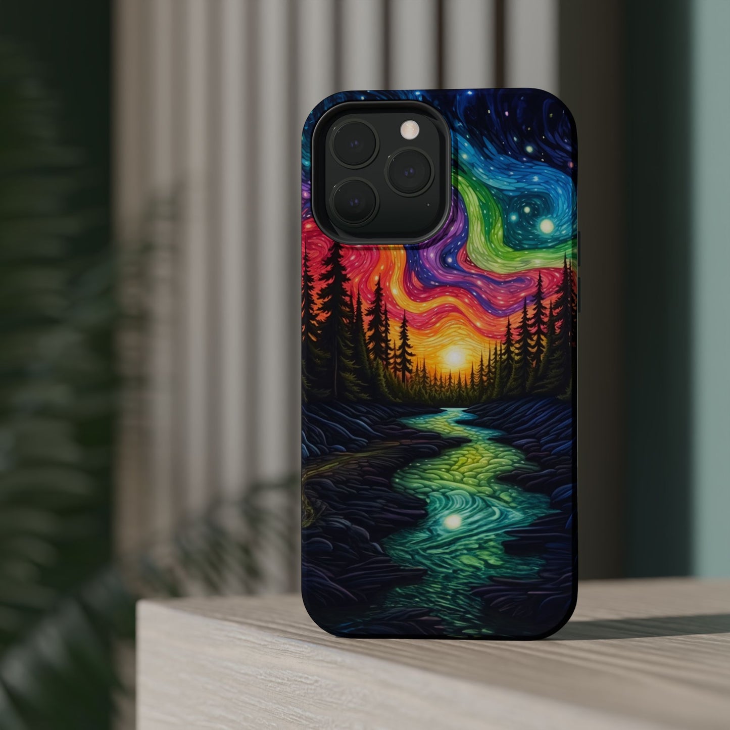 Celestial Nightscape MagSafe iPhone Case – Vibrant River and Starry Sky Design