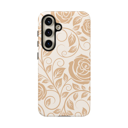 Vintage Rose Vine Tough Samsung Galaxy Case – Elegant Floral Pattern with Dual-Layer Protection