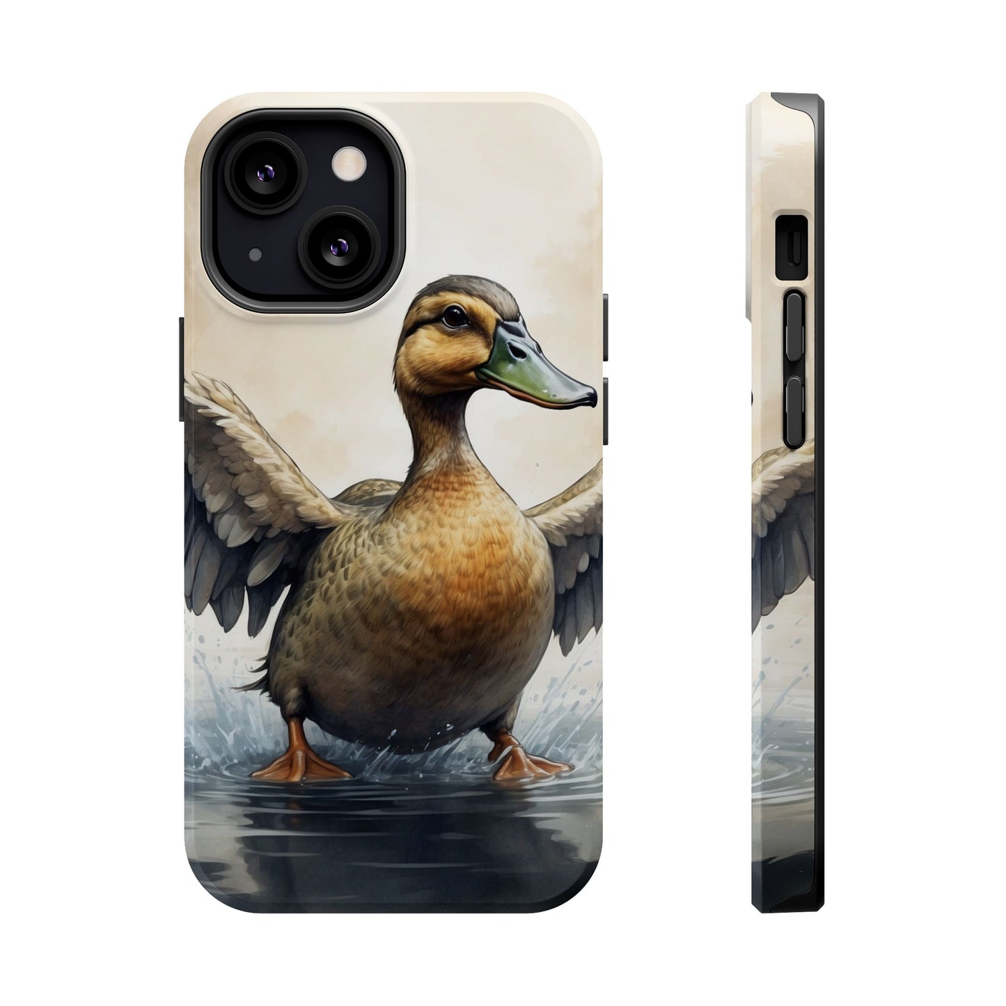 Graceful Duck in Watercolor Scene - MagSafe iPhone Case