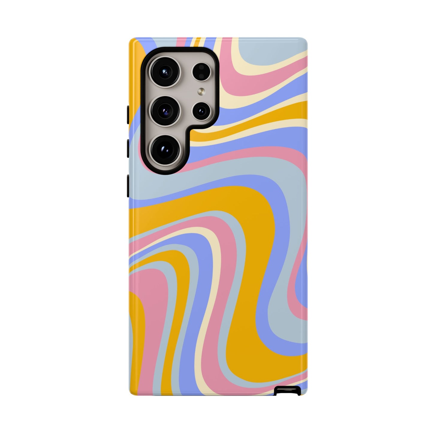 Groovy Pastel Waves Samsung Galaxy Case – 70s-Inspired Design with Dual-Layer Protection