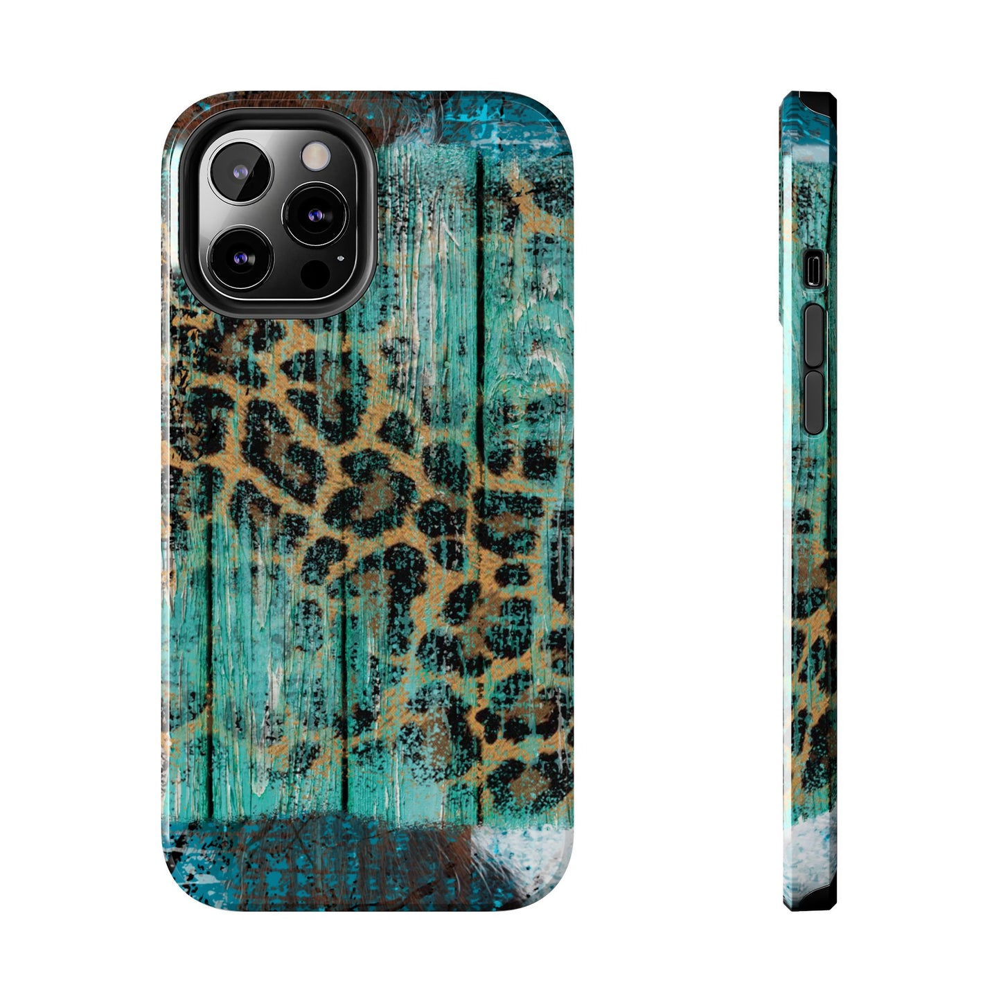 Turquoise Rustic Leopard Wood - iPhone Series Case