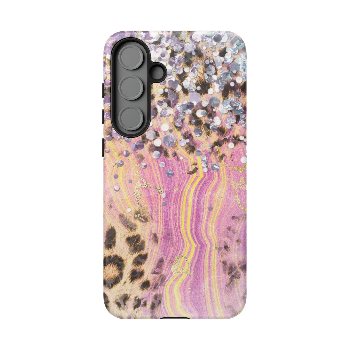 Crystal Glam Leopard - Samsung Galaxy Series Case with Glitter and Gem Accents