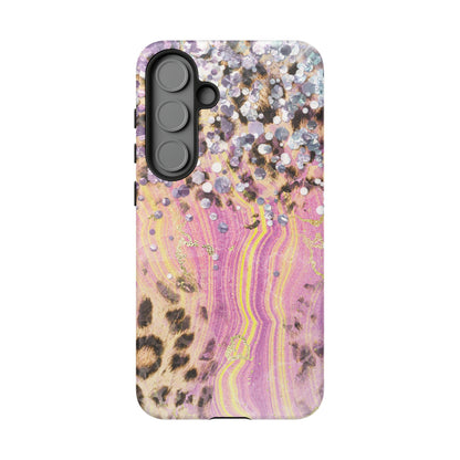 Crystal Glam Leopard - Samsung Galaxy Series Case with Glitter and Gem Accents