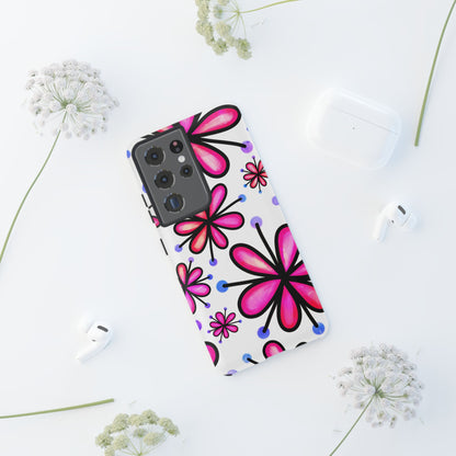 Pink Retro Bloom Samsung Galaxy Case – Ultra-Slim Design, Glossy Finish