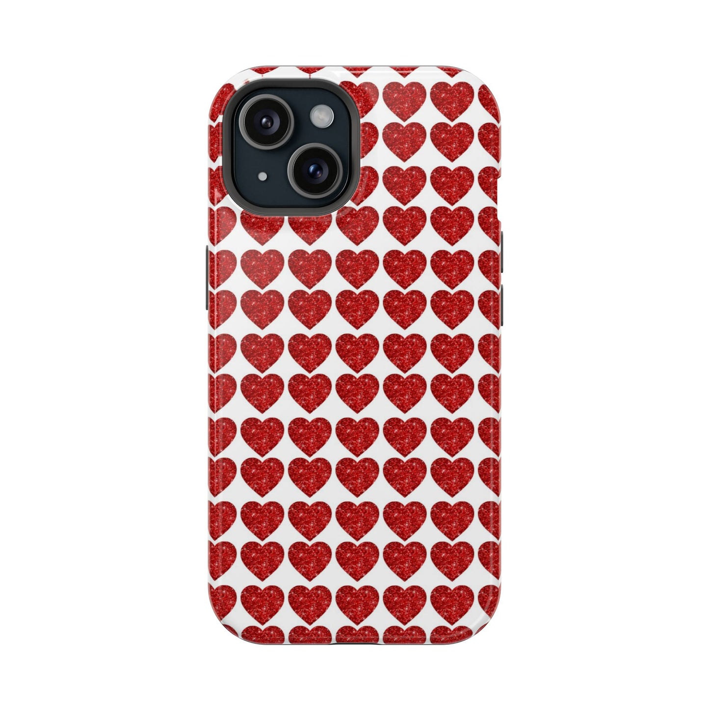 Red Glitter Hearts Charm MagSafe Case