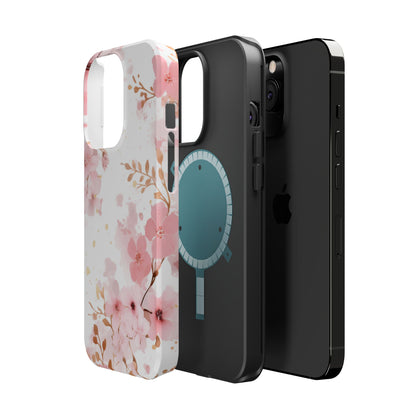 Soft Pink Cherry Blossom MagSafe Case – Floral Elegance with Wireless Charging