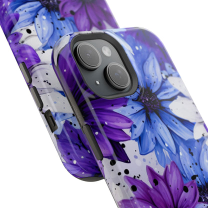 Vibrant Purple & Blue Floral Splash - MagSafe iPhone Series Case