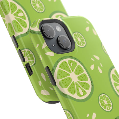 Zesty Lime Splash Tough MagSafe iPhone Case – Fresh Citrus Design, Dual-Layer Protection