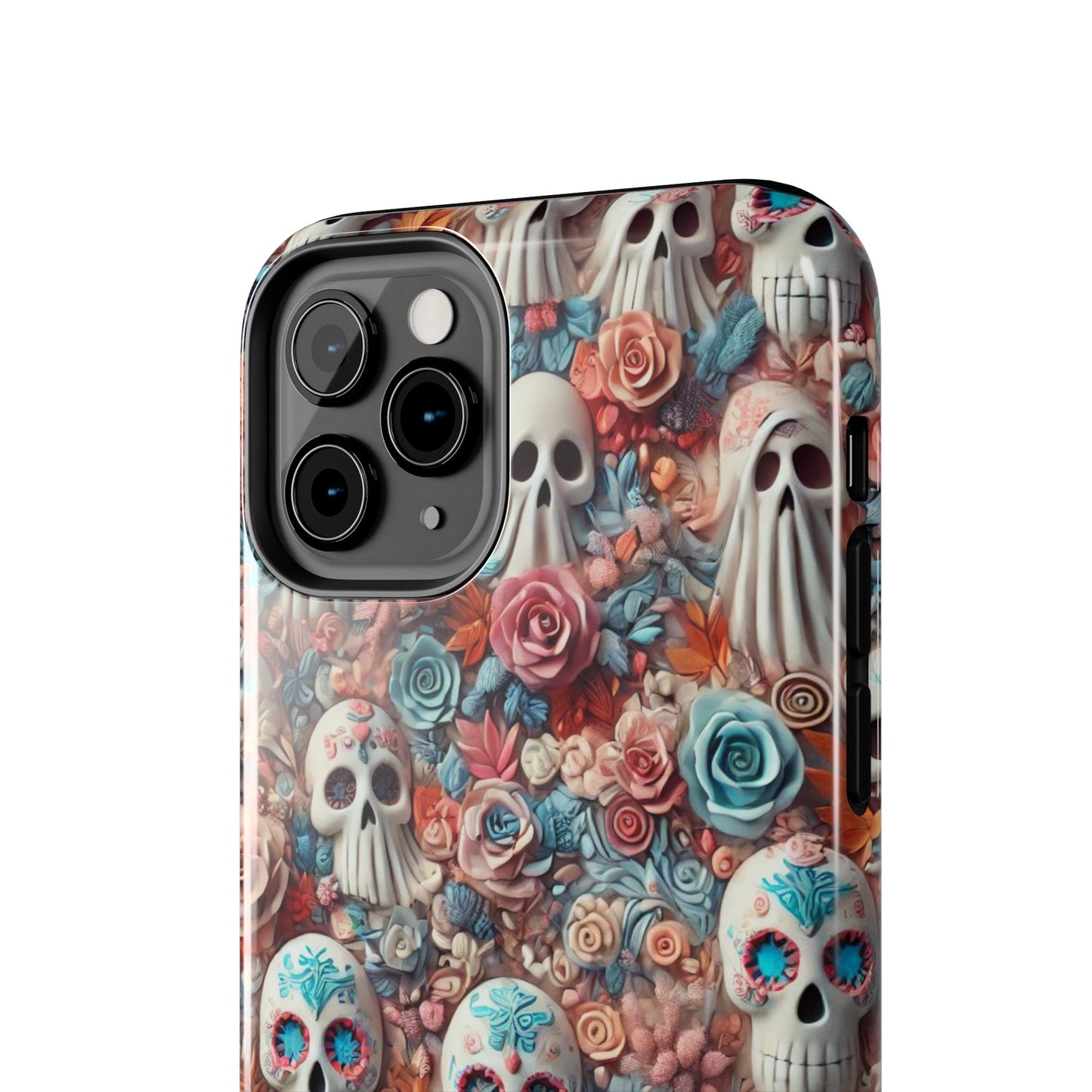 Day of the Dead Floral Skull iPhone Case - Colorful Protective Cover - Halloween Spooky Autumn Case