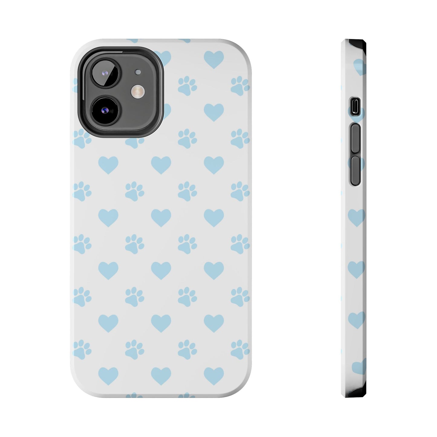 Light Blue Paw Prints & Hearts – iPhone Case for Animal Lovers