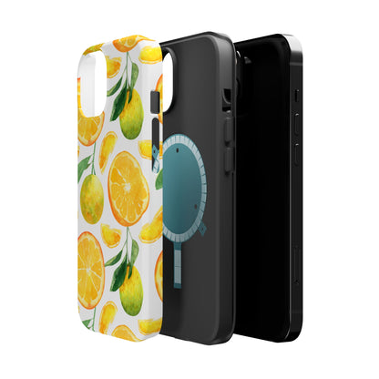 Sunny Citrus Grove Tough MagSafe iPhone Case – Watercolor Orange Design, Dual-Layer Protection