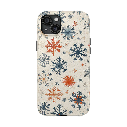 Rustic Orange and Blue Snowflake Pattern – iPhone Series Case