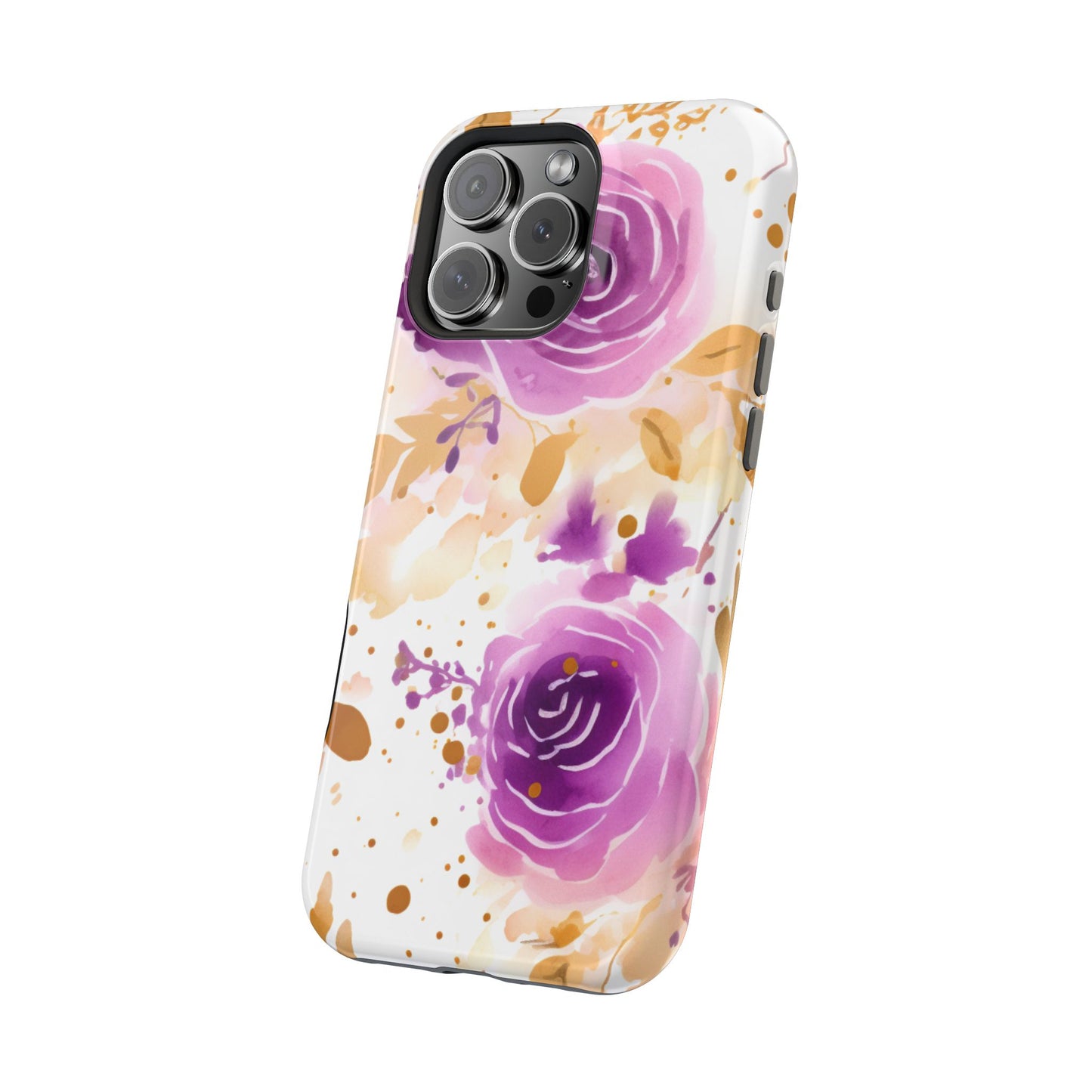 Soft Purple & Gold Floral Splash - MagSafe iPhone Series Case