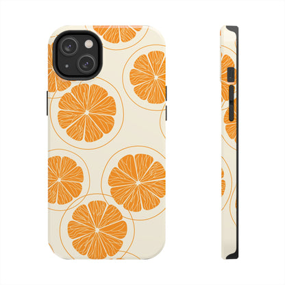 Citrus Burst Pattern Tough iPhone Case – Bold Orange Design, Shockproof Protection - BOGO Cases