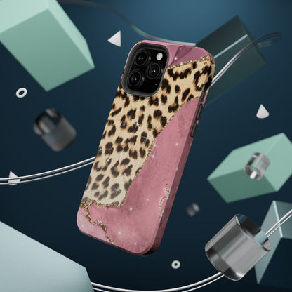 Pink Glam Leopard - MagSafe iPhone Series Case with Glitter Accents