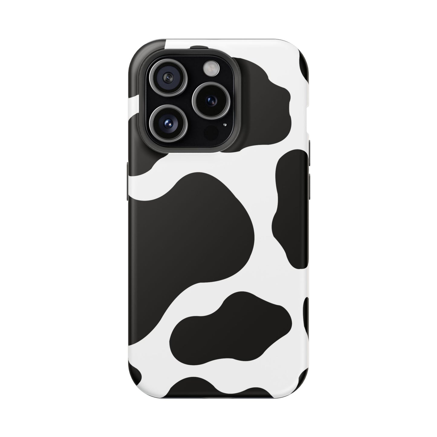 Chic Cow Print Tough Magsafe iPhone Case – Trendy Monochrome Animal Pattern with Dual-Layer Protection