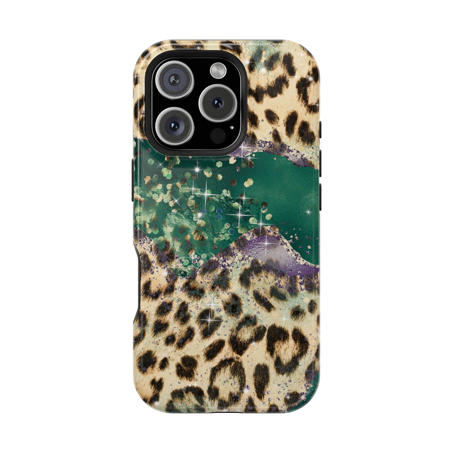 Emerald Glitter Leopard Print - MagSafe iPhone Series Case