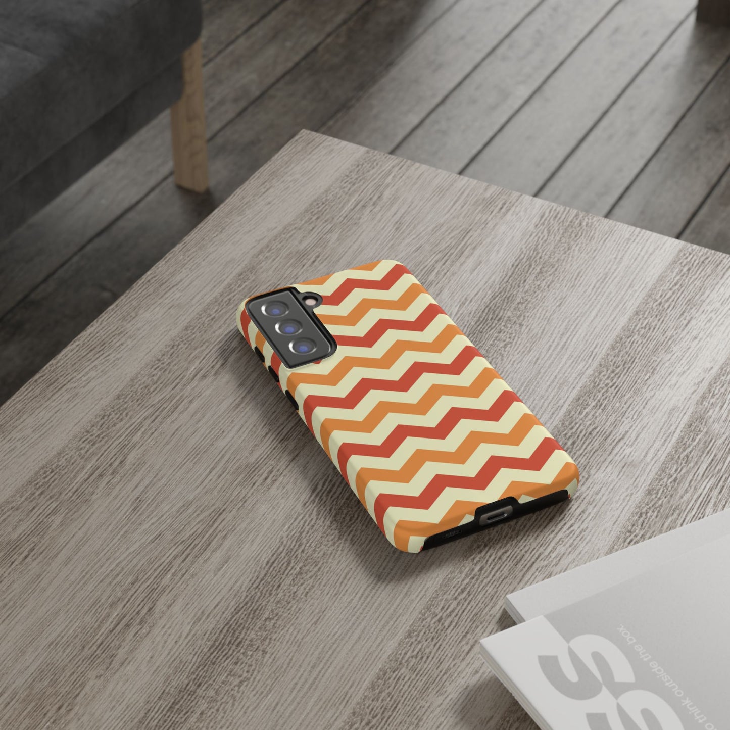 Warm Sunset Chevron – Orange, Red & Cream Geometric Samsung Galaxy Case