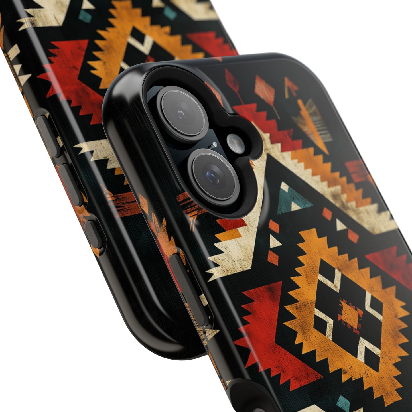 Southwestern Tribal Diamond Tough MagSafe iPhone Case – Bold Geometric Pattern, Dual-Layer Protection