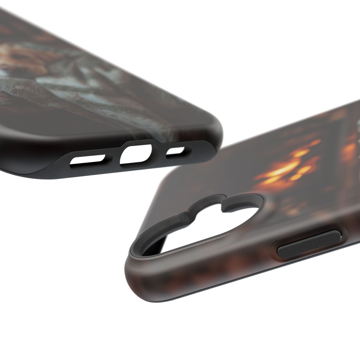 Cozy Labrador by Fireplace MagSafe iPhone Case – Rustic Cabin Protective Cover
