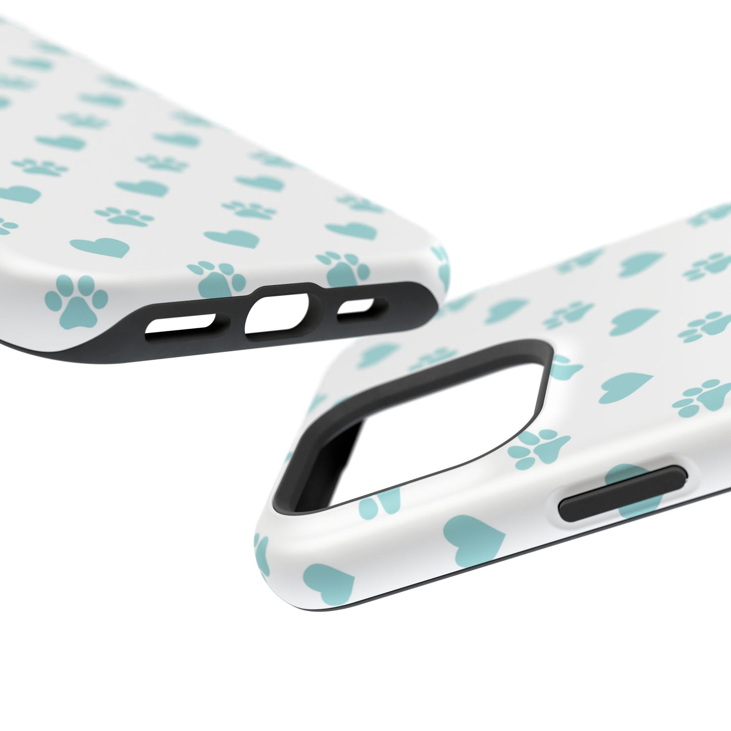 Mint Green Paw Print & Heart MagSafe Case – Pet Lover’s Magnetic Style