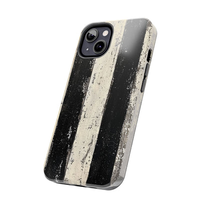 Vintage Vertical Stripe iPhone Case - Black & White Grunge Design - BOGO Cases