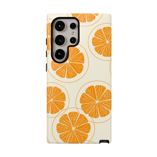 Citrus Burst Pattern Tough Samsung Galaxy  Case – Bold Orange Design, Shockproof Protection