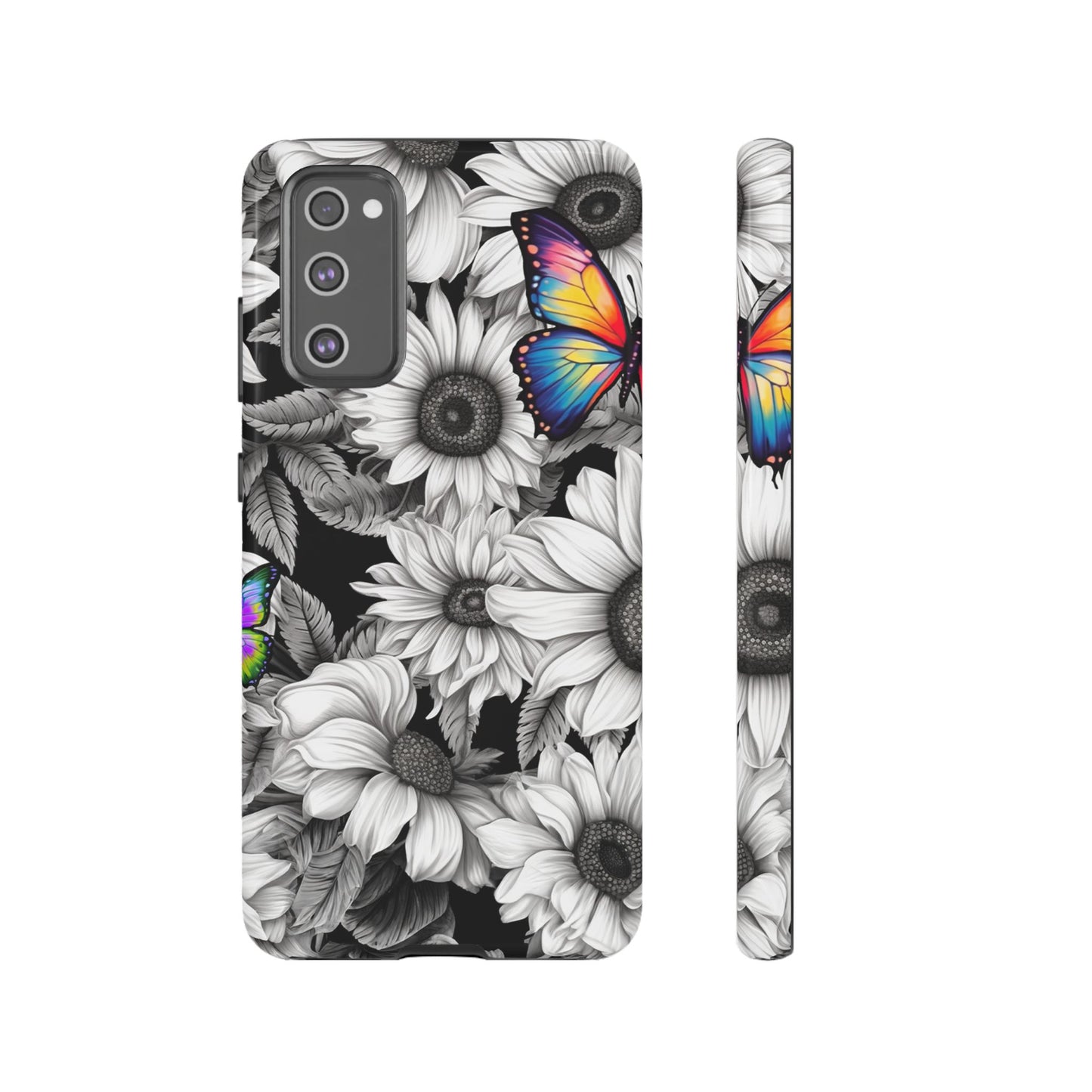 Rainbow Butterflies & Monochrome Sunflowers – Samsung Galaxy Case