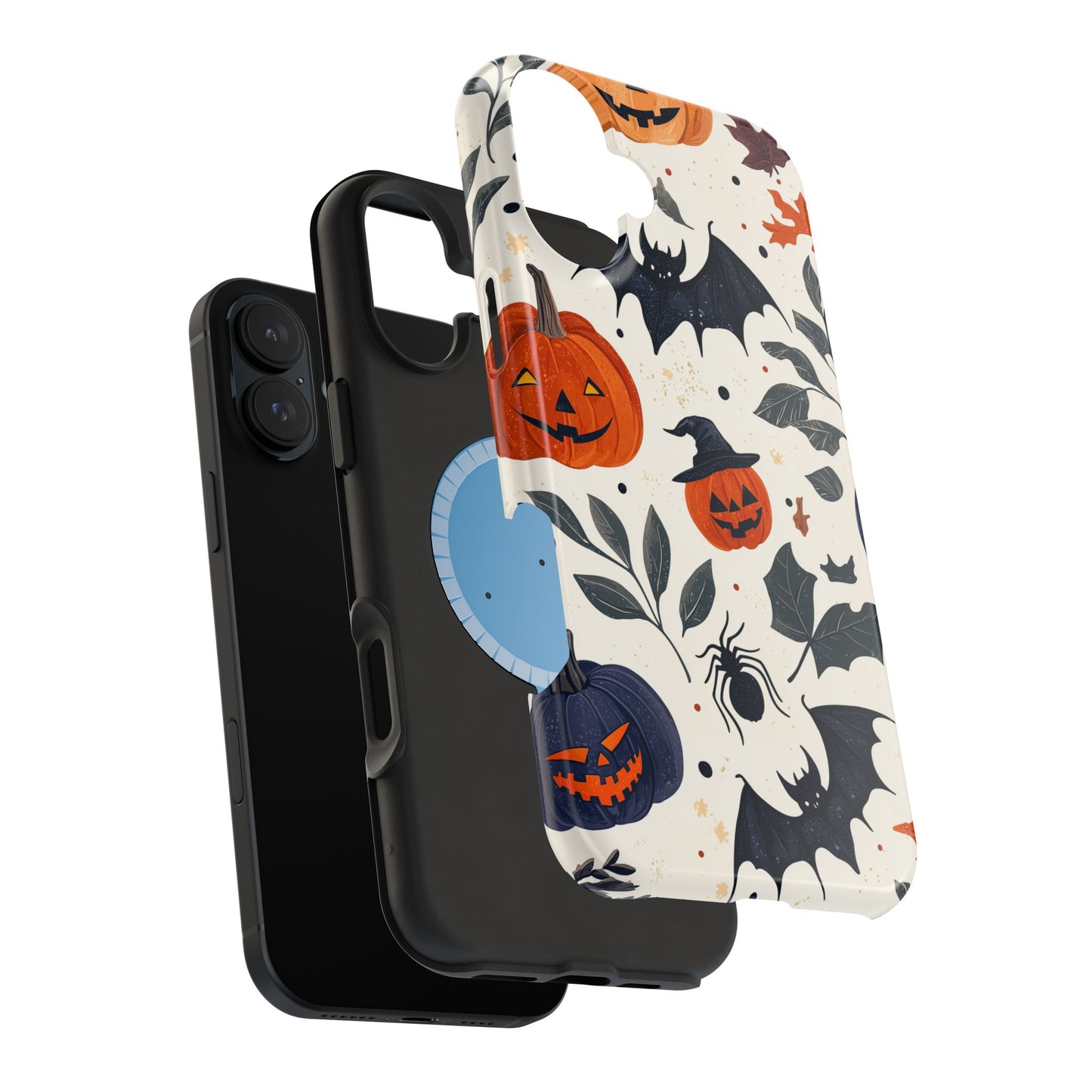 Spooky Halloween MagSafe iPhone Case – Pumpkins, Bats, and Spider Design