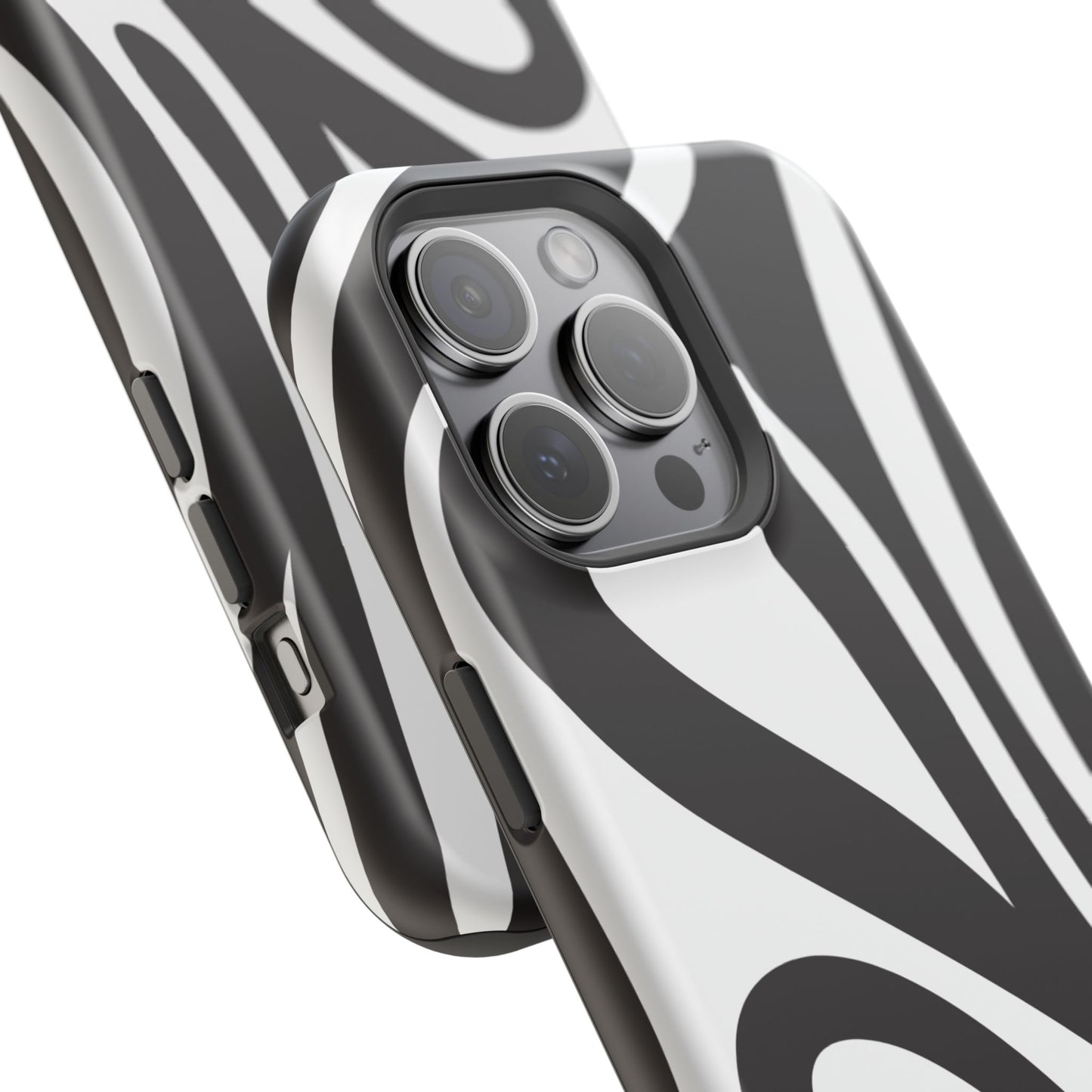 Modern Black and White Abstract Tough MagSafe iPhone Case – Bold Graphic Pattern with Dual-Layer Protection