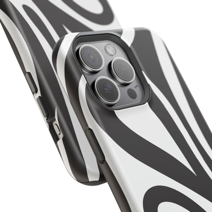 Modern Black and White Abstract Tough MagSafe iPhone Case – Bold Graphic Pattern with Dual-Layer Protection